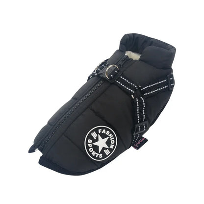 Wasserdichte Winterjacke mit integriertem Hundegeschirr